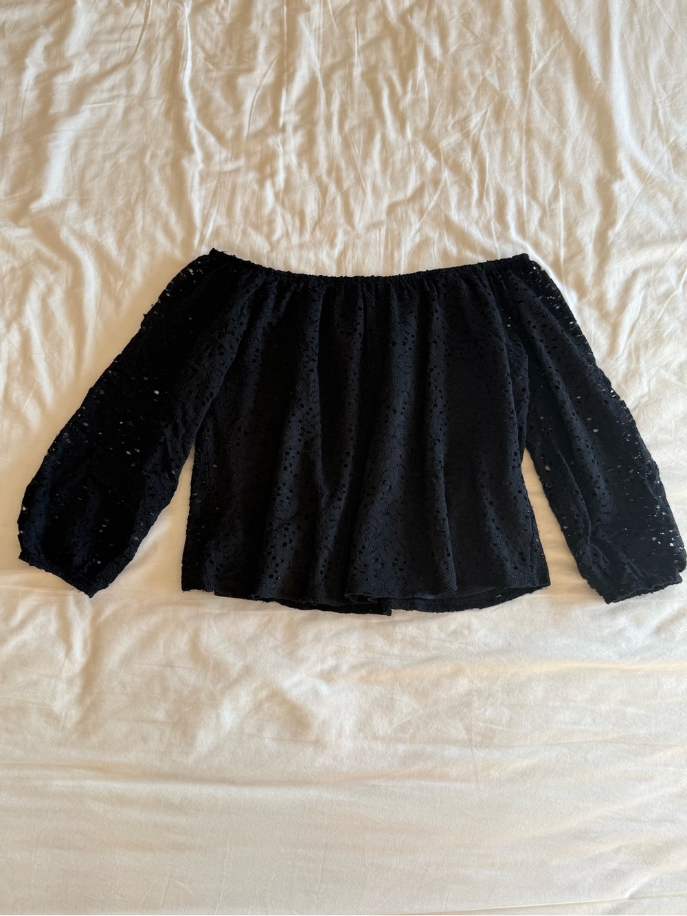 Hollister Black Off-Shoulder Eyelet Blouse